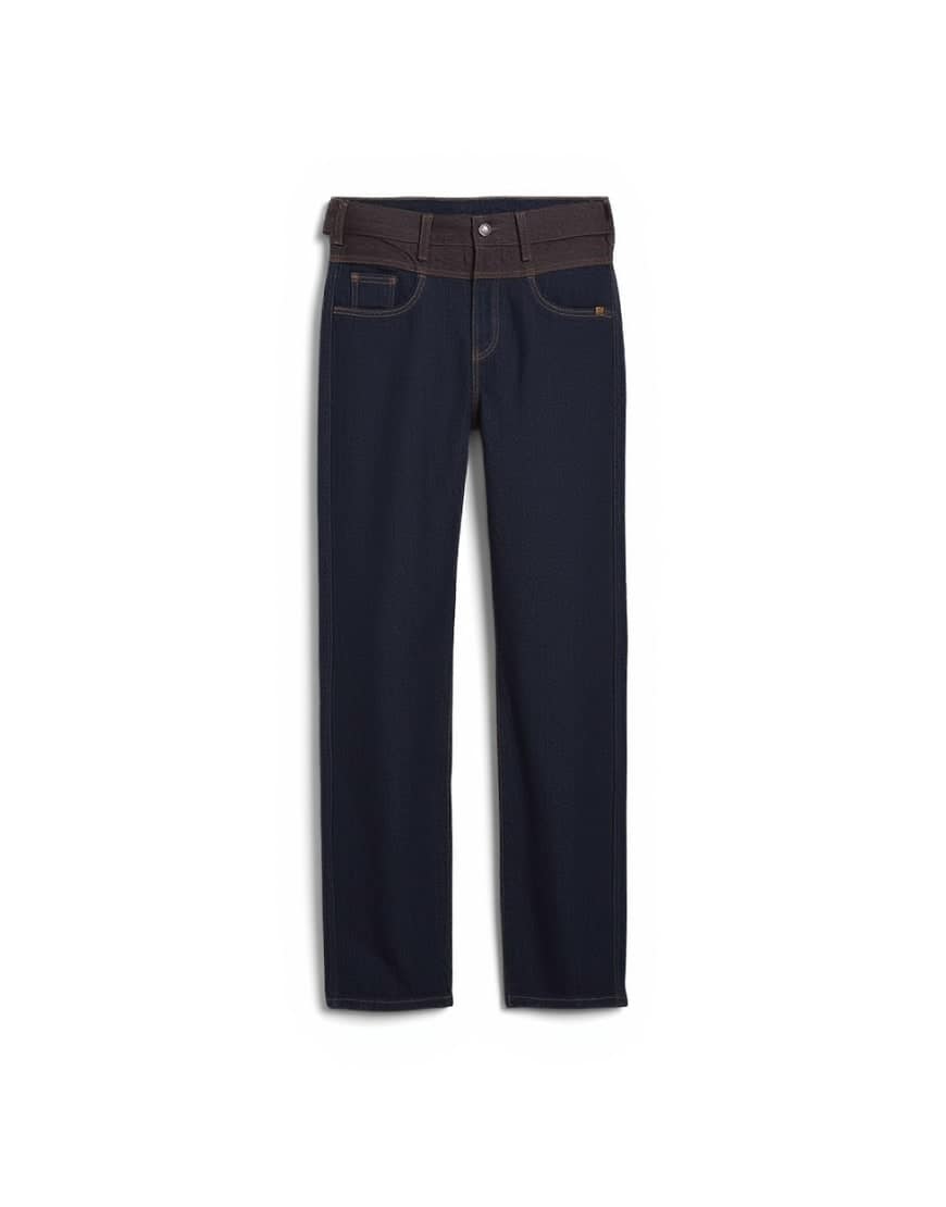 Topshop two toned high rise loose fit jean in brown and black