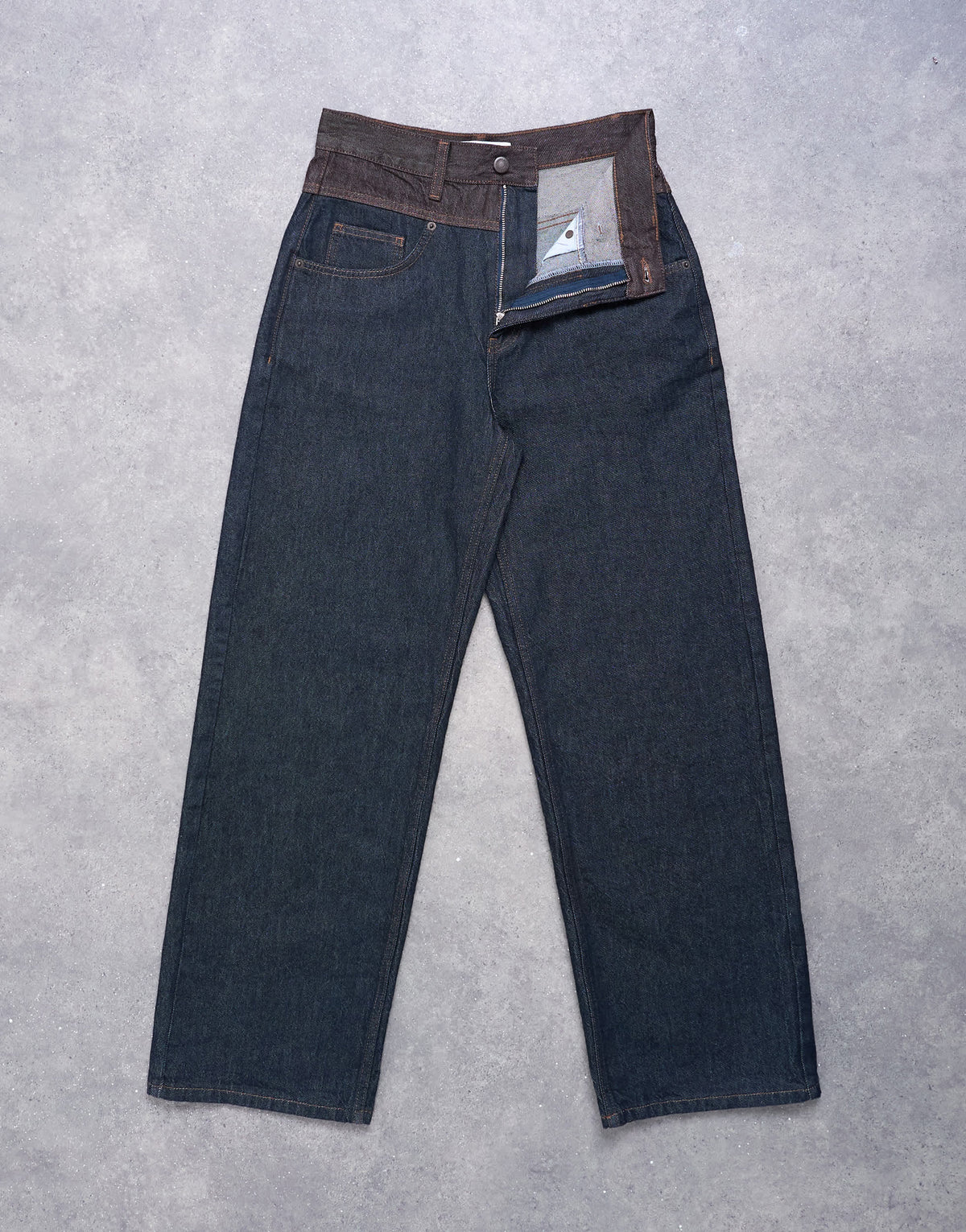 Topshop two toned high rise loose fit jean in brown and black