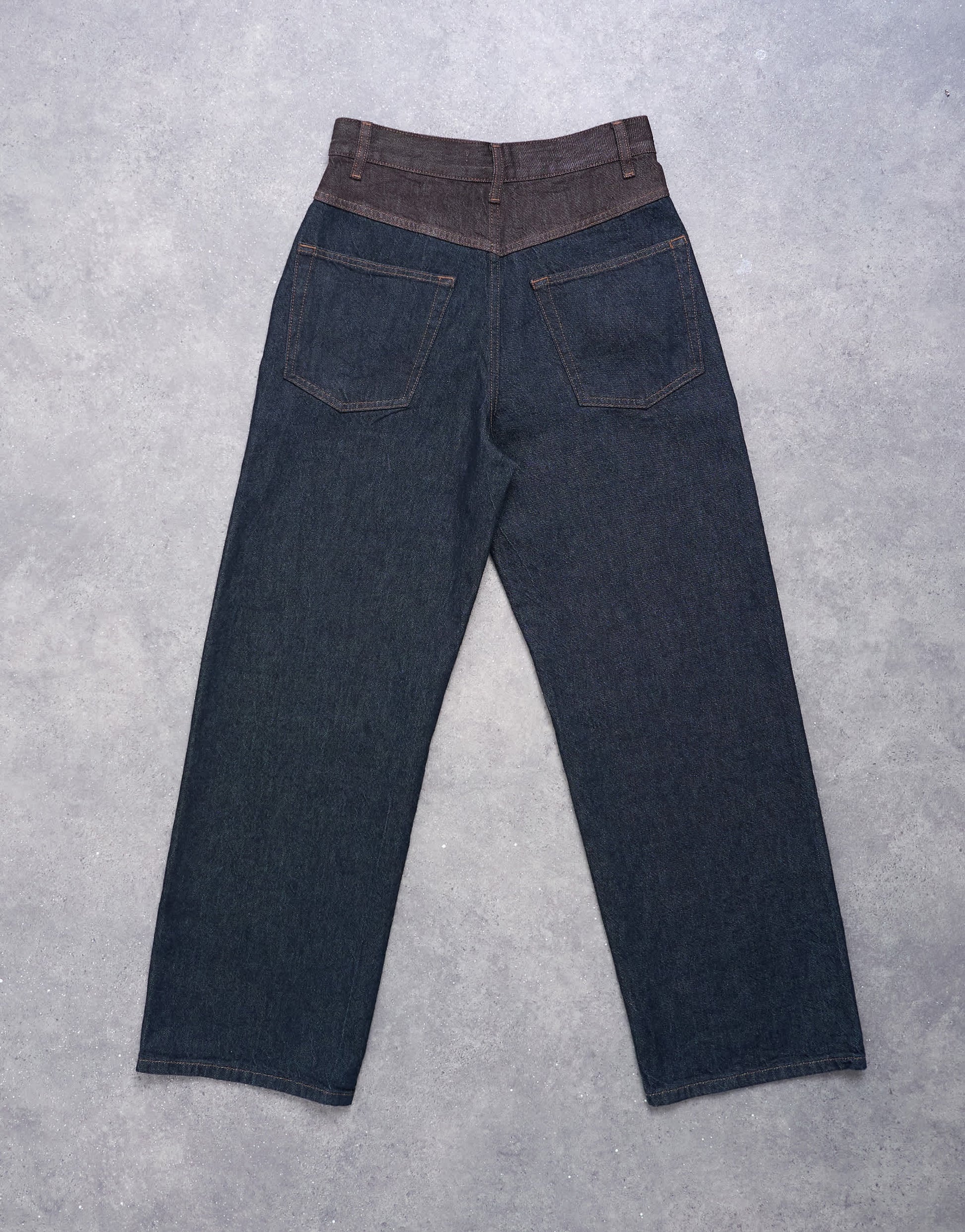 Topshop two toned high rise loose fit jean in brown and black