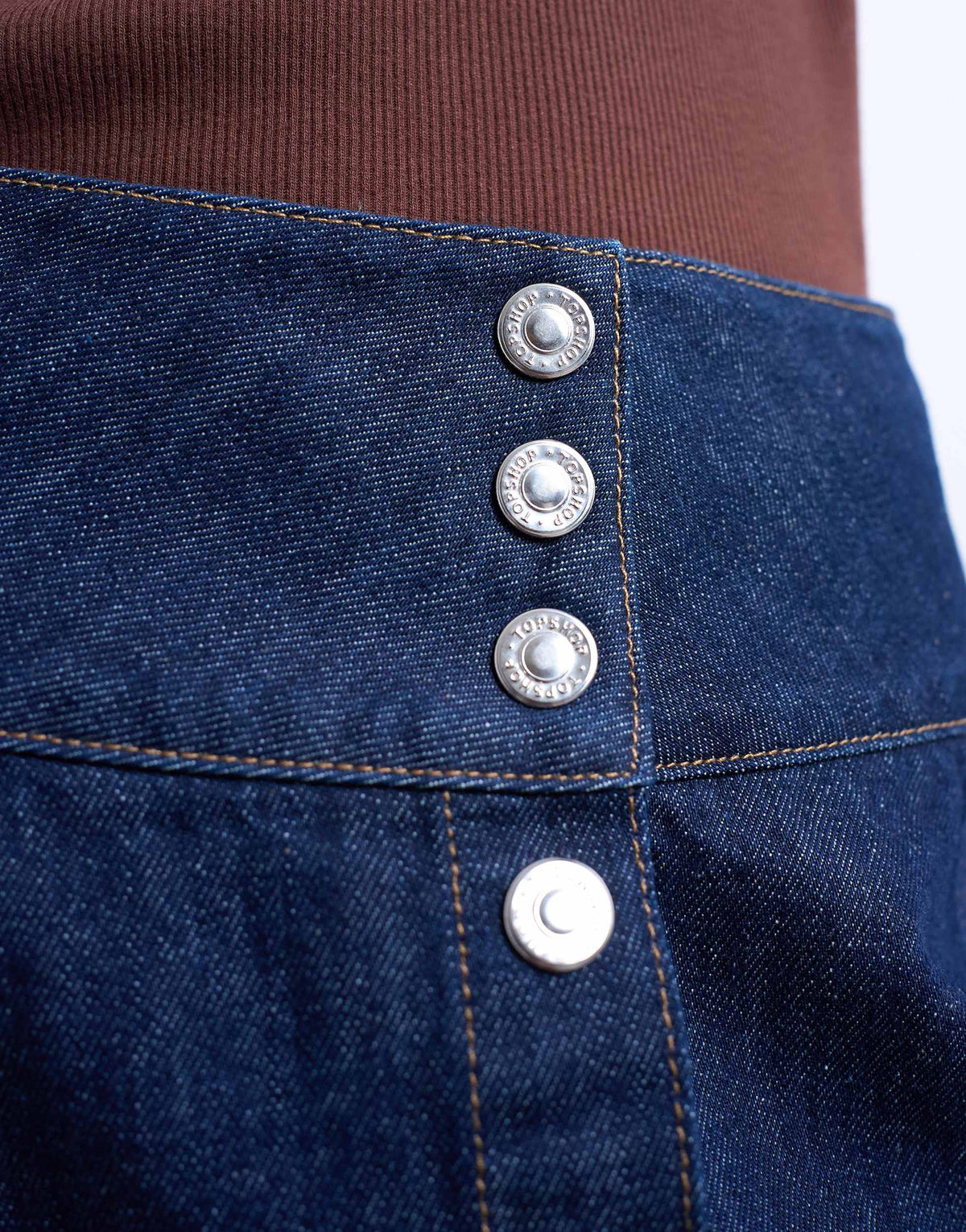 Topshop denim button through mini skirt in indigo rinse