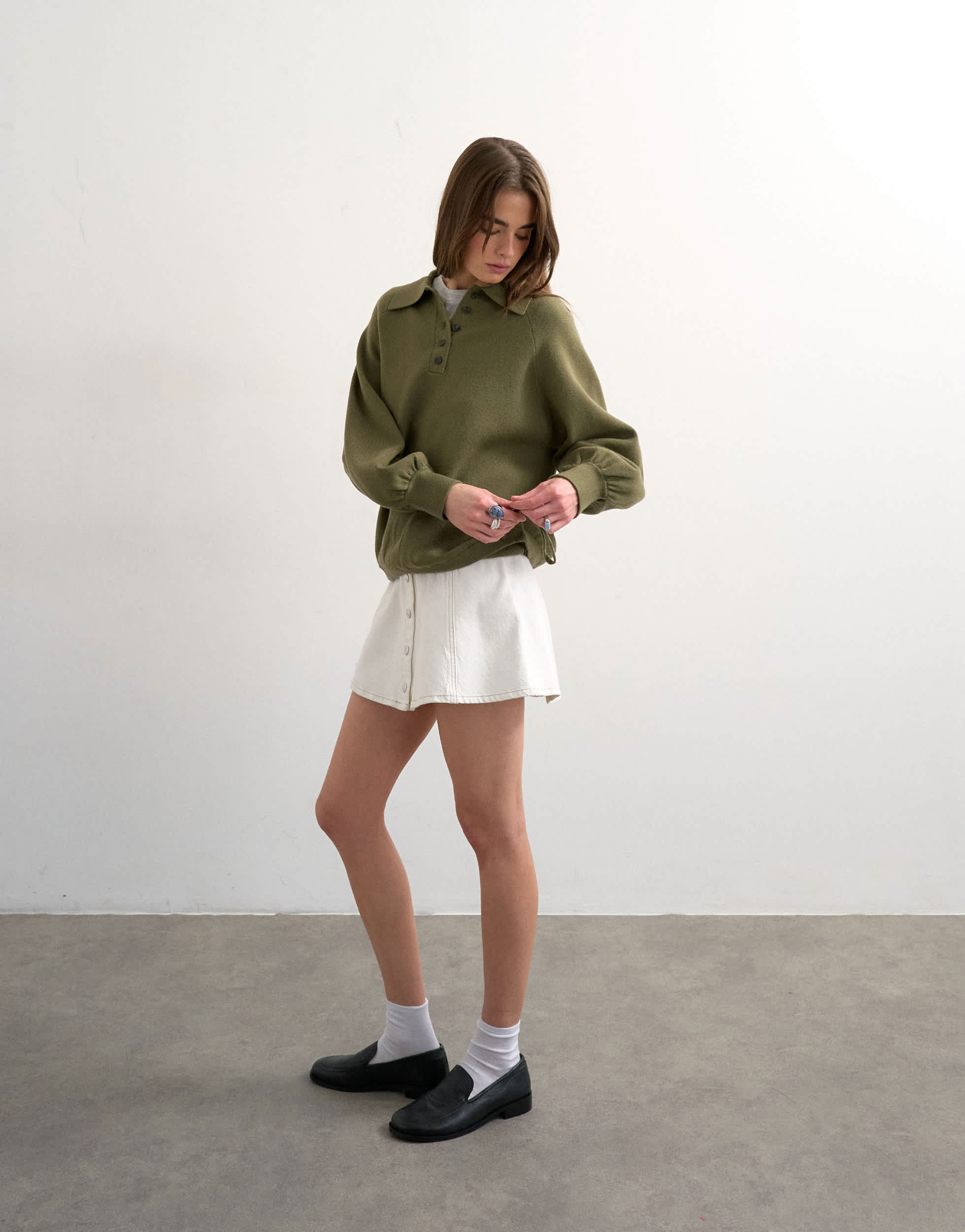 Topshop denim button through mini skirt in ecru