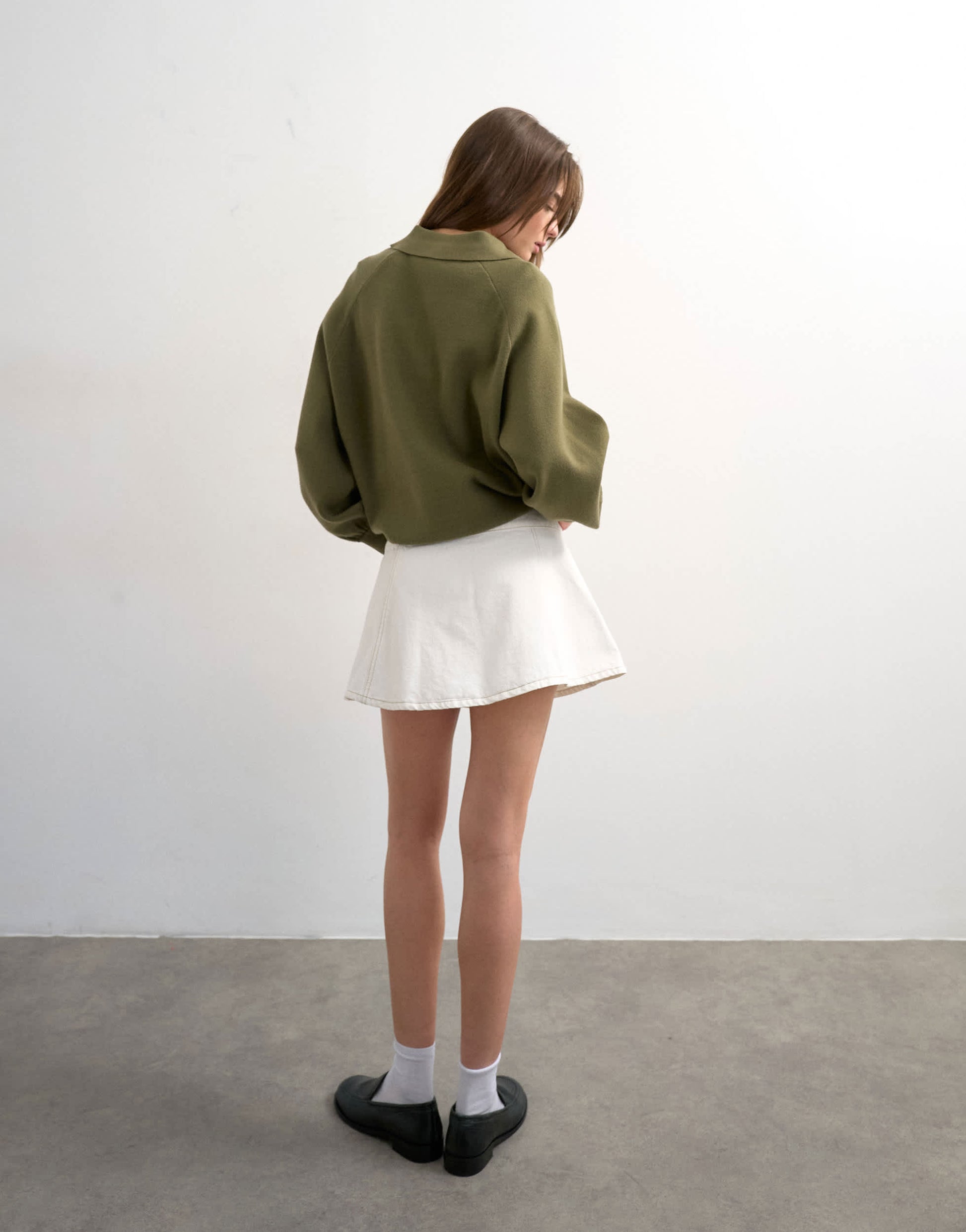 Topshop denim button through mini skirt in ecru