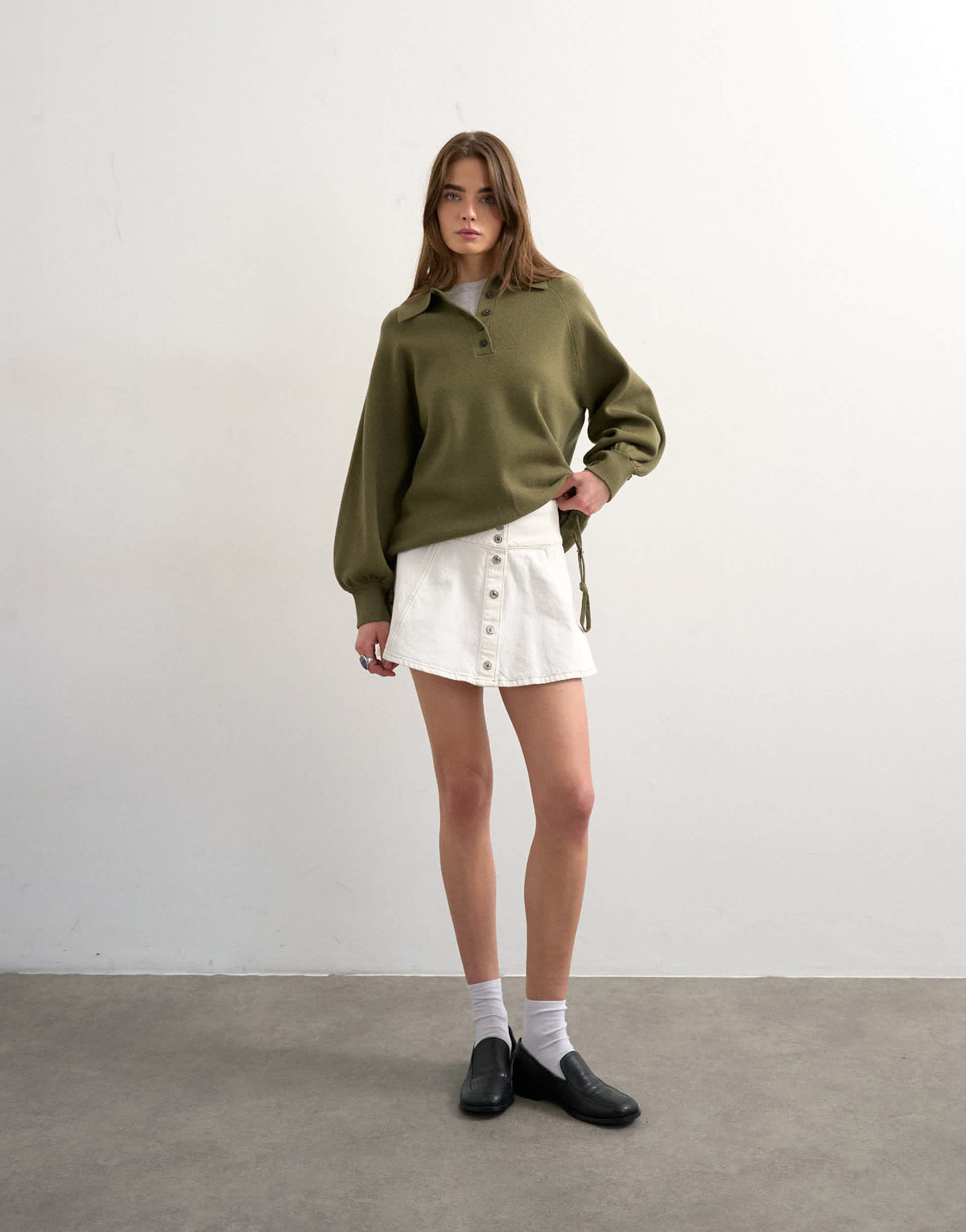 Topshop denim button through mini skirt in ecru