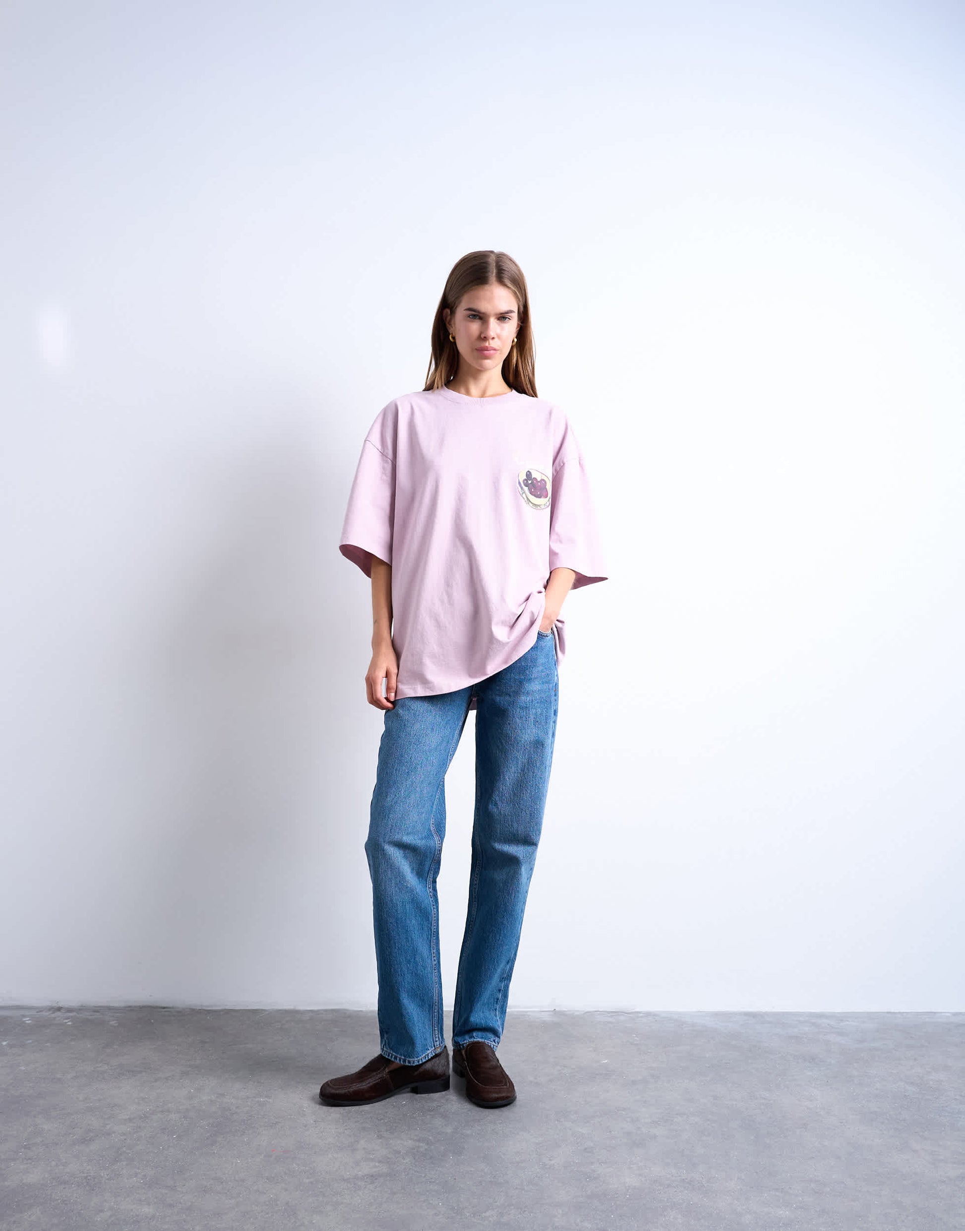 Topshop graphic ciliegia back print oversized tee in pink