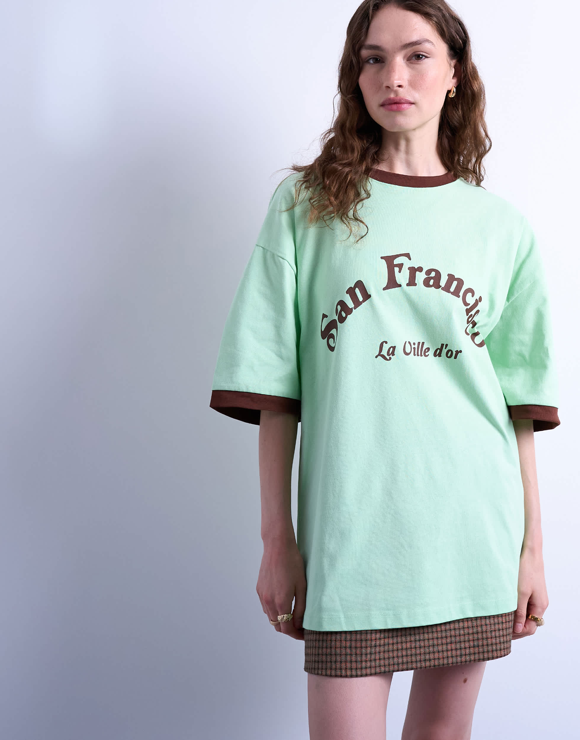 T-shirt oversize vert Topshop à motif San Francisco