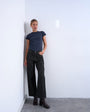 Topshop Column mid rise straight jean in black stripe