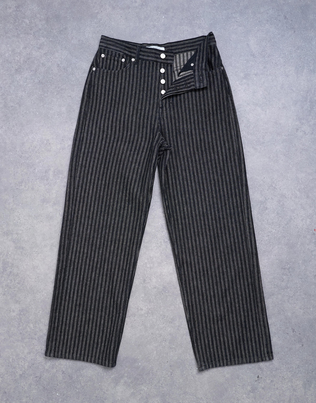 Topshop Column mid rise straight jean in black stripe