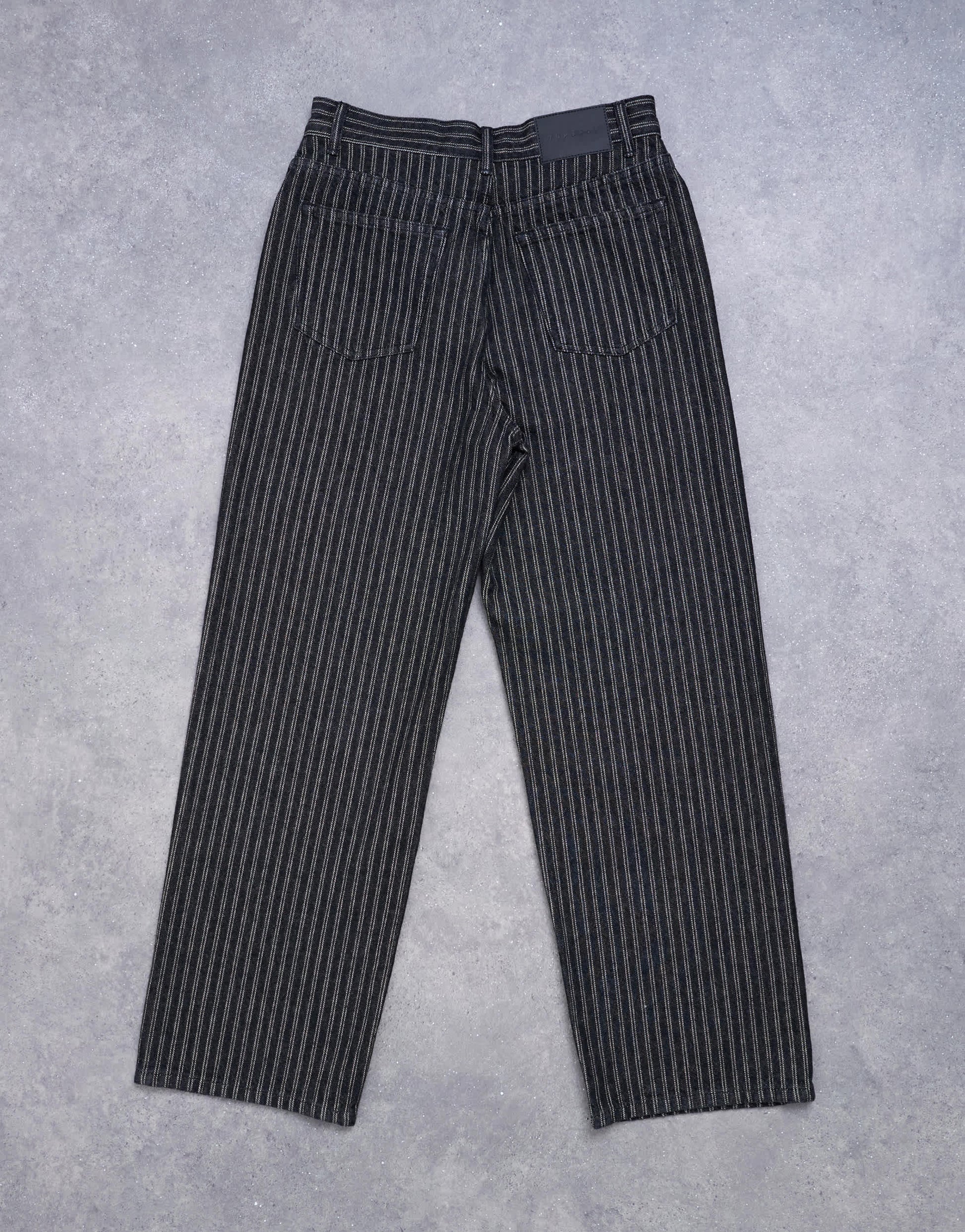 Topshop Column mid rise straight jean in black stripe