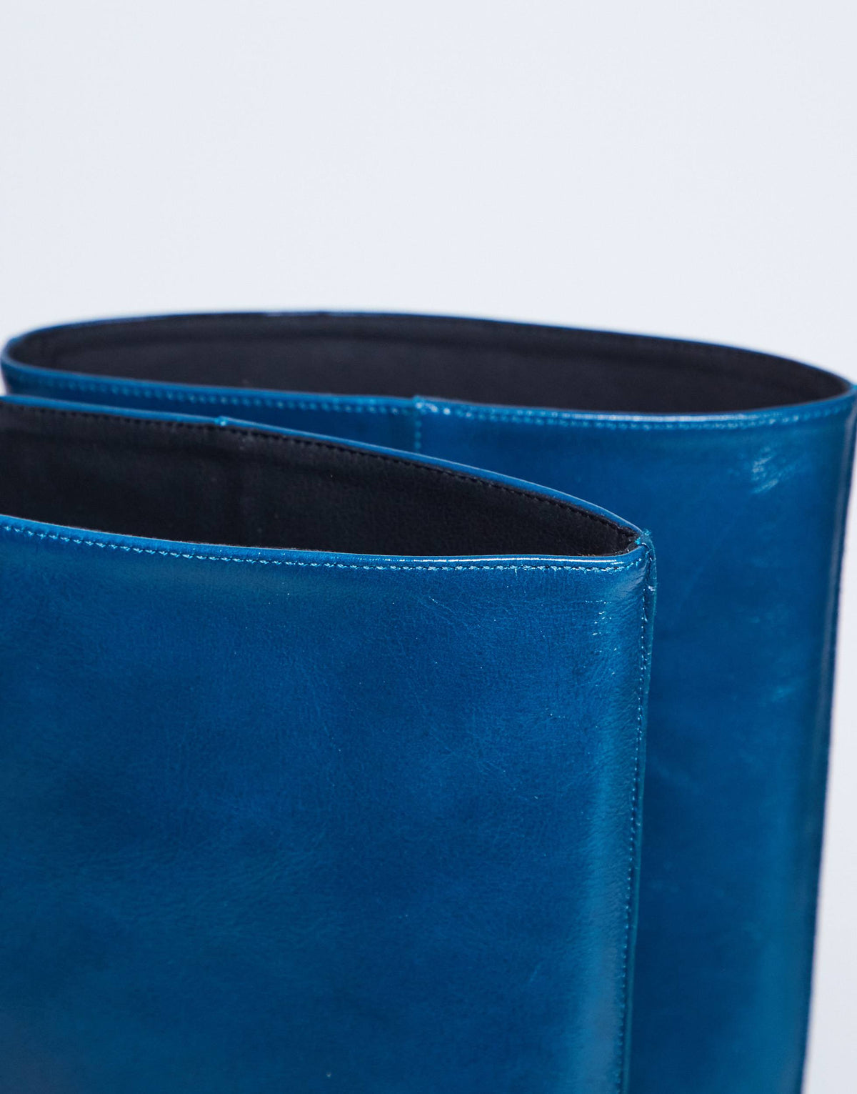 Topshop Sophie Premium leather point toe knee high boot in blue