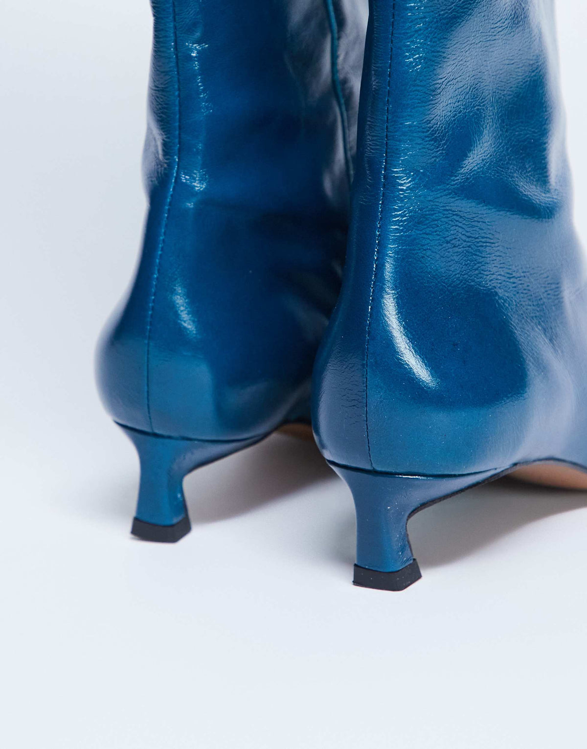 Topshop Sophie Premium leather point toe knee high boot in blue