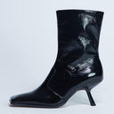 Topshop Sienna Premium leather square toe mid heel boot in black