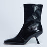 Topshop Sienna Premium Lederstiefelette mit eckiger Spitze und mittelhohem Absatz in Schwarz