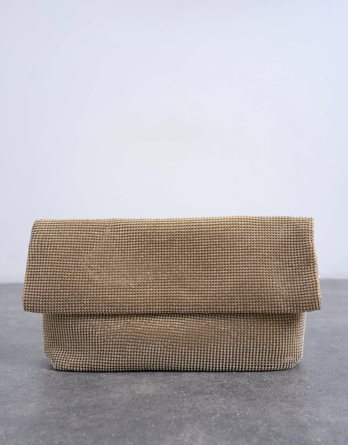 Topshop Georgia folded clutch grab diamante bag in gold