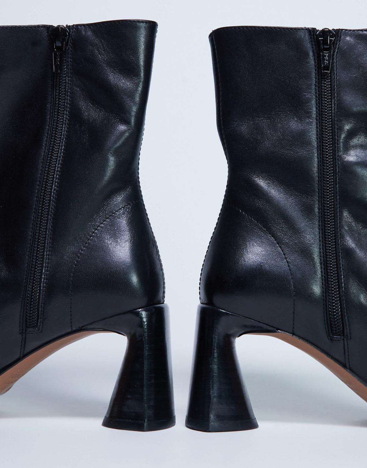 Topshop Star Premium leather round toe block heel boot in black