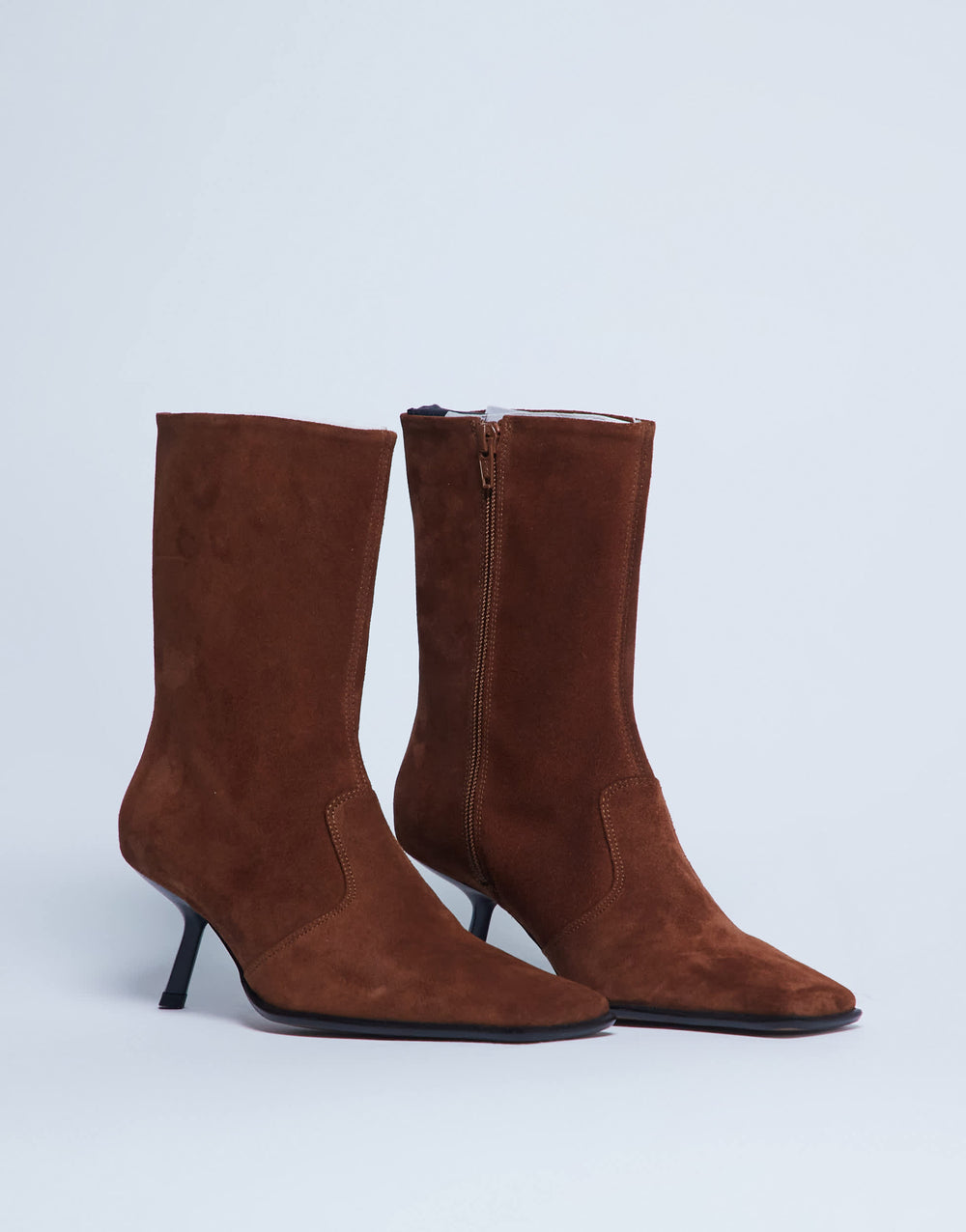 Bottines Topshop Sienna Premium en daim beige, bout carré et talon mi-haut