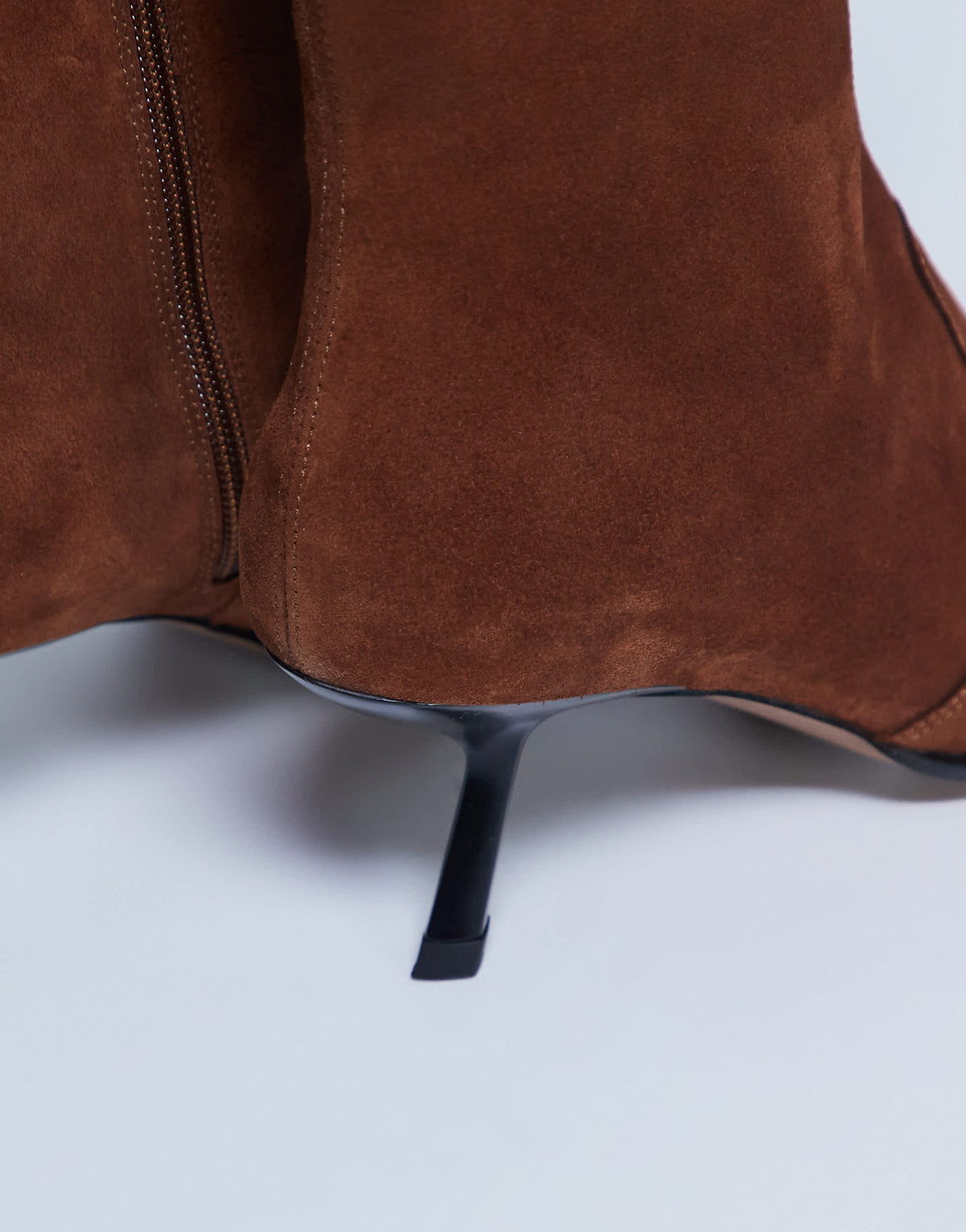Topshop Sienna Premium suede leather square toe mid heel boot in tan