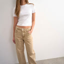 Topshop Barrel high rise jean in washed beige