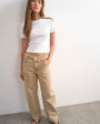 Topshop Barrel high rise jean in washed beige