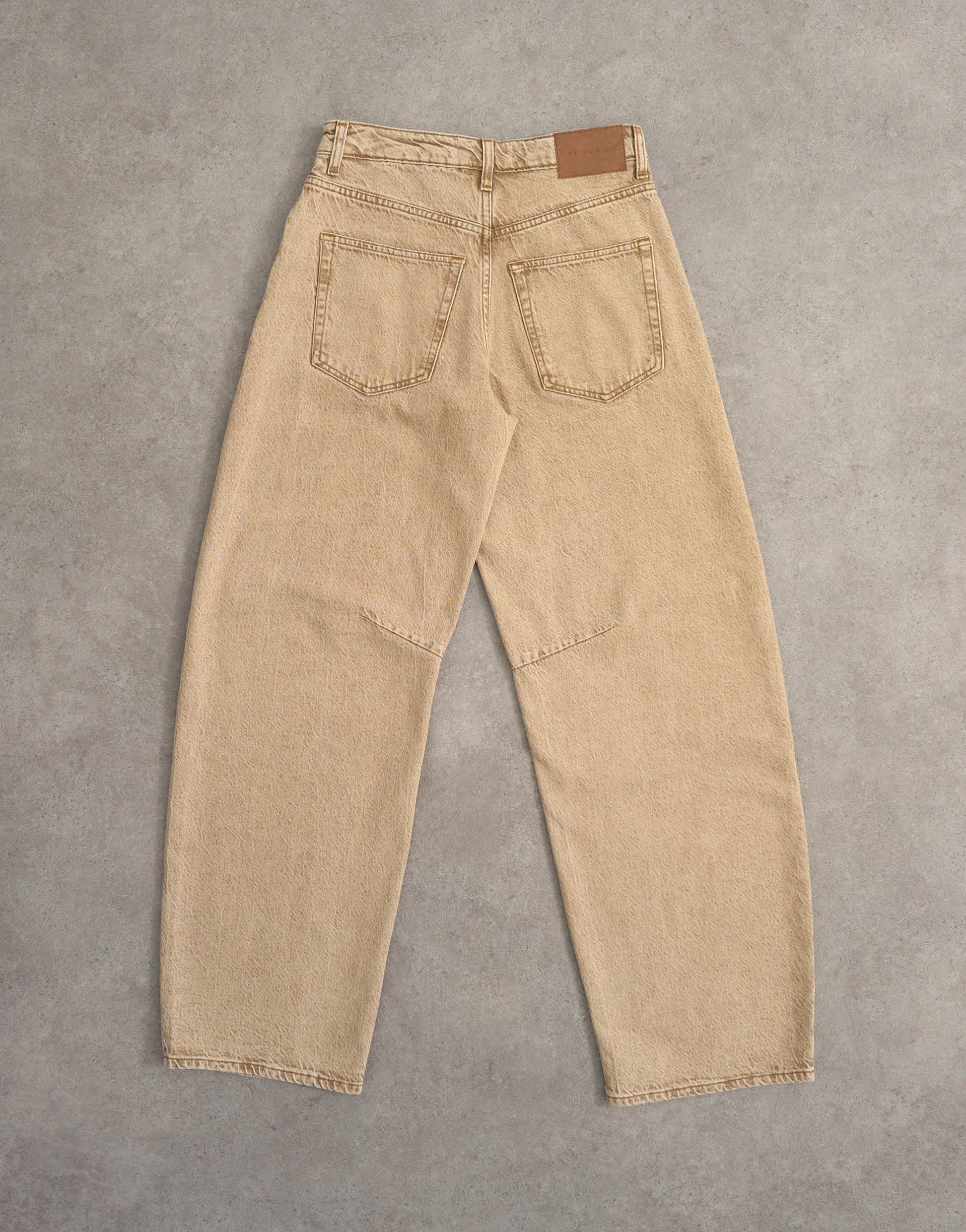 Topshop Barrel high rise jean in washed beige