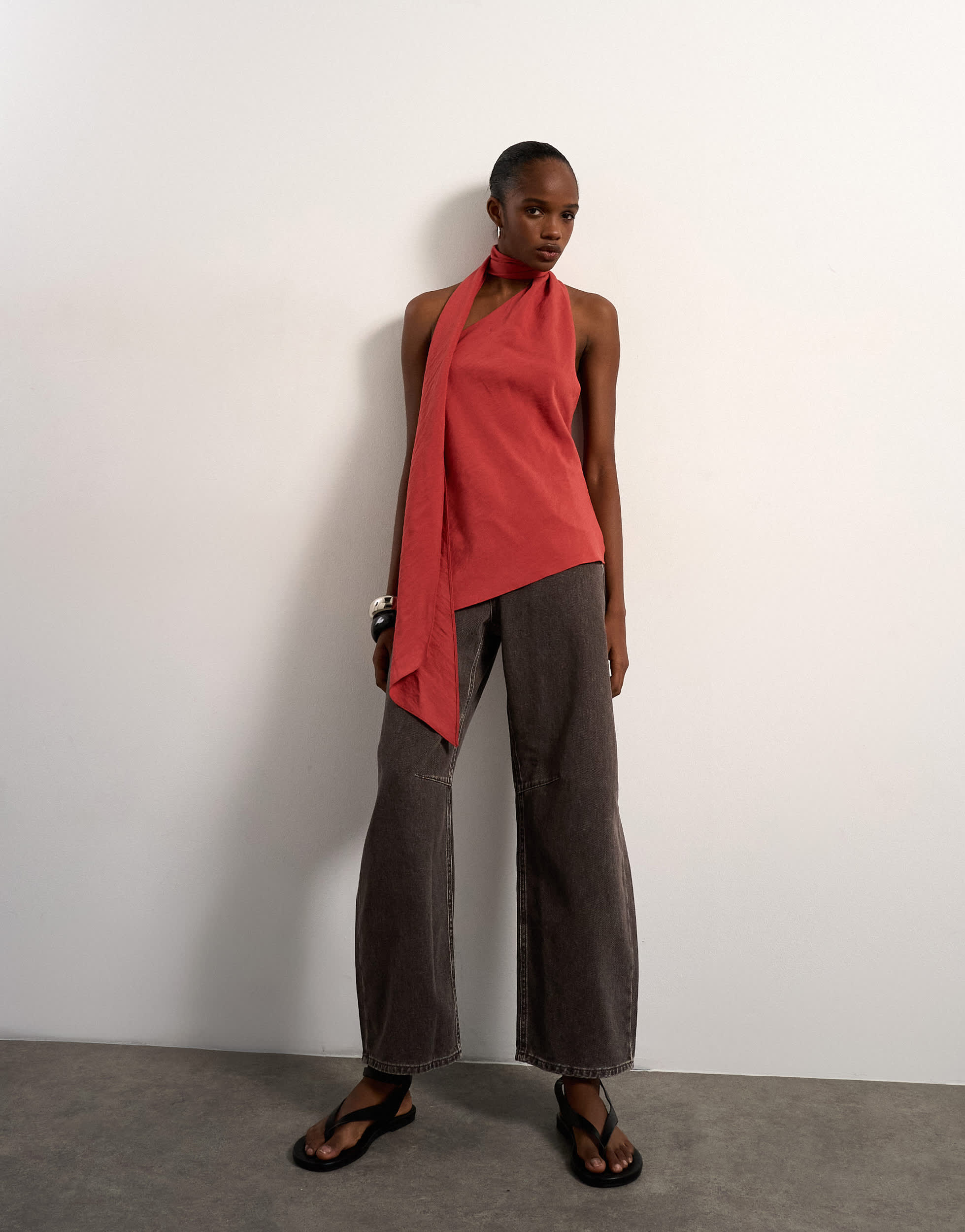 Topshop Barrel mid rise jean in otter