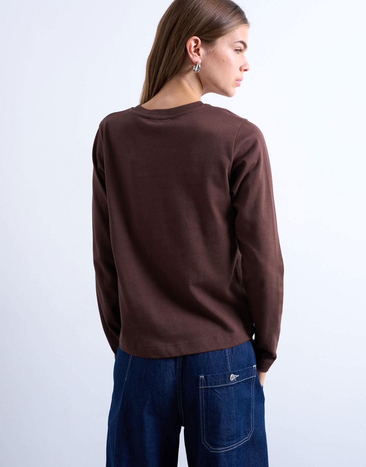 Topshop Amico graphic boxy long sleeve tee in brown
