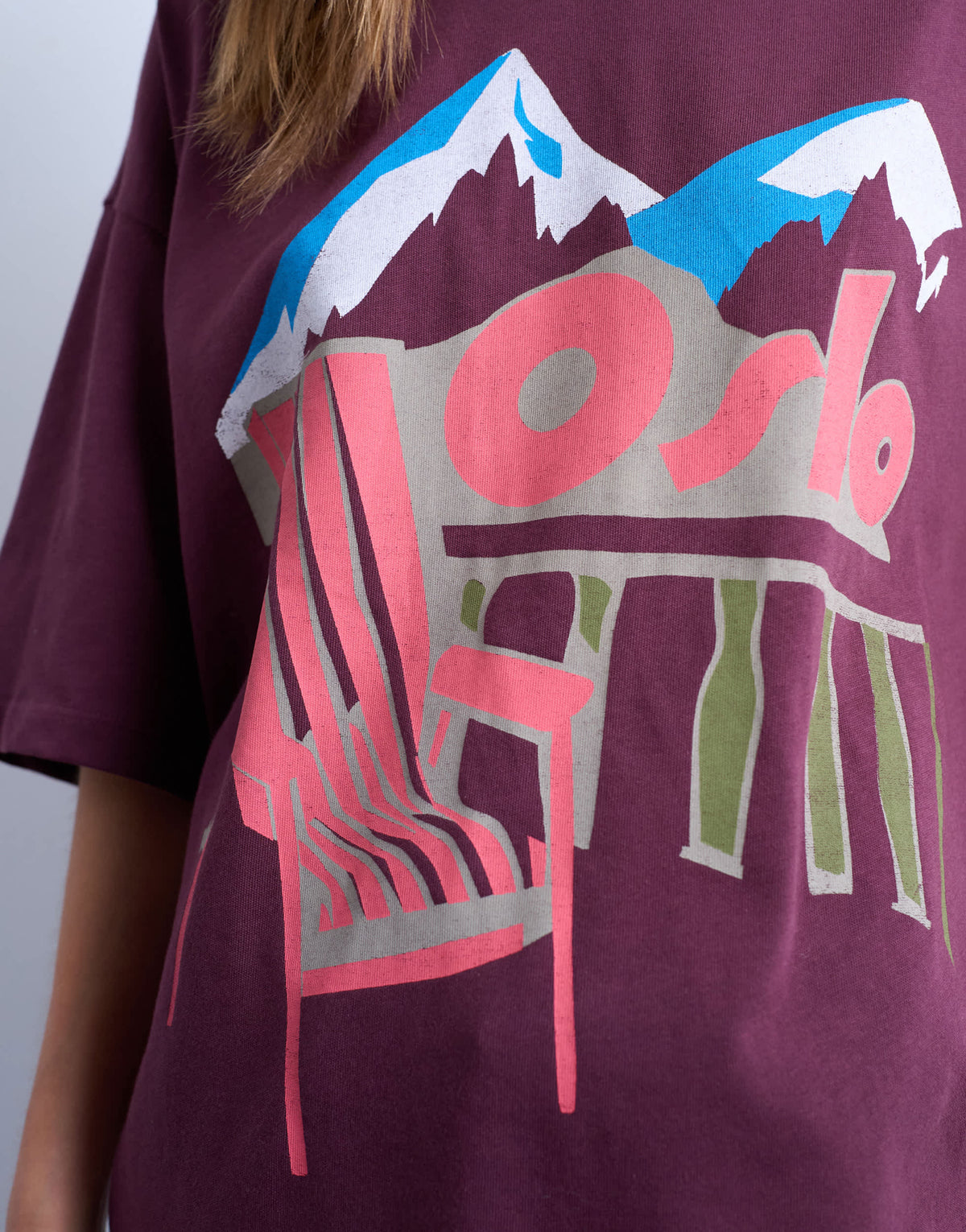 Topshop Oslo graphic tee in burgundy