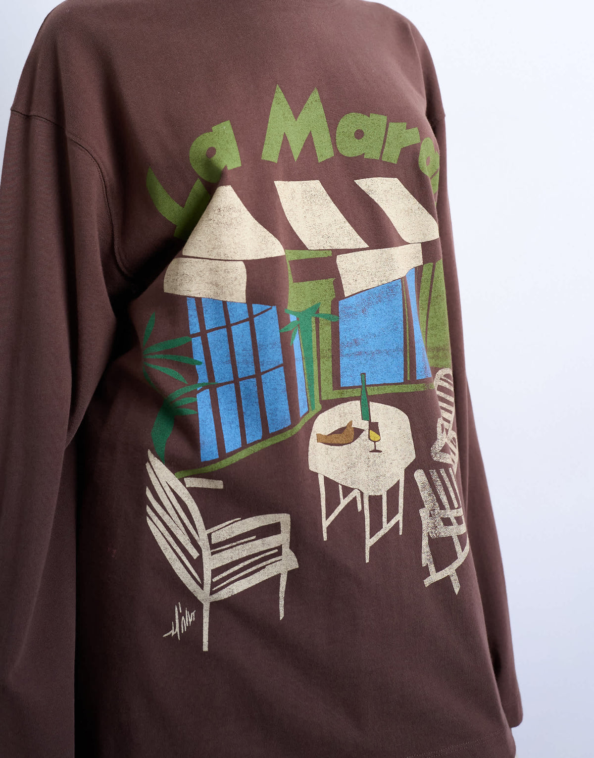Topshop La Marais graphic skater tee in brown