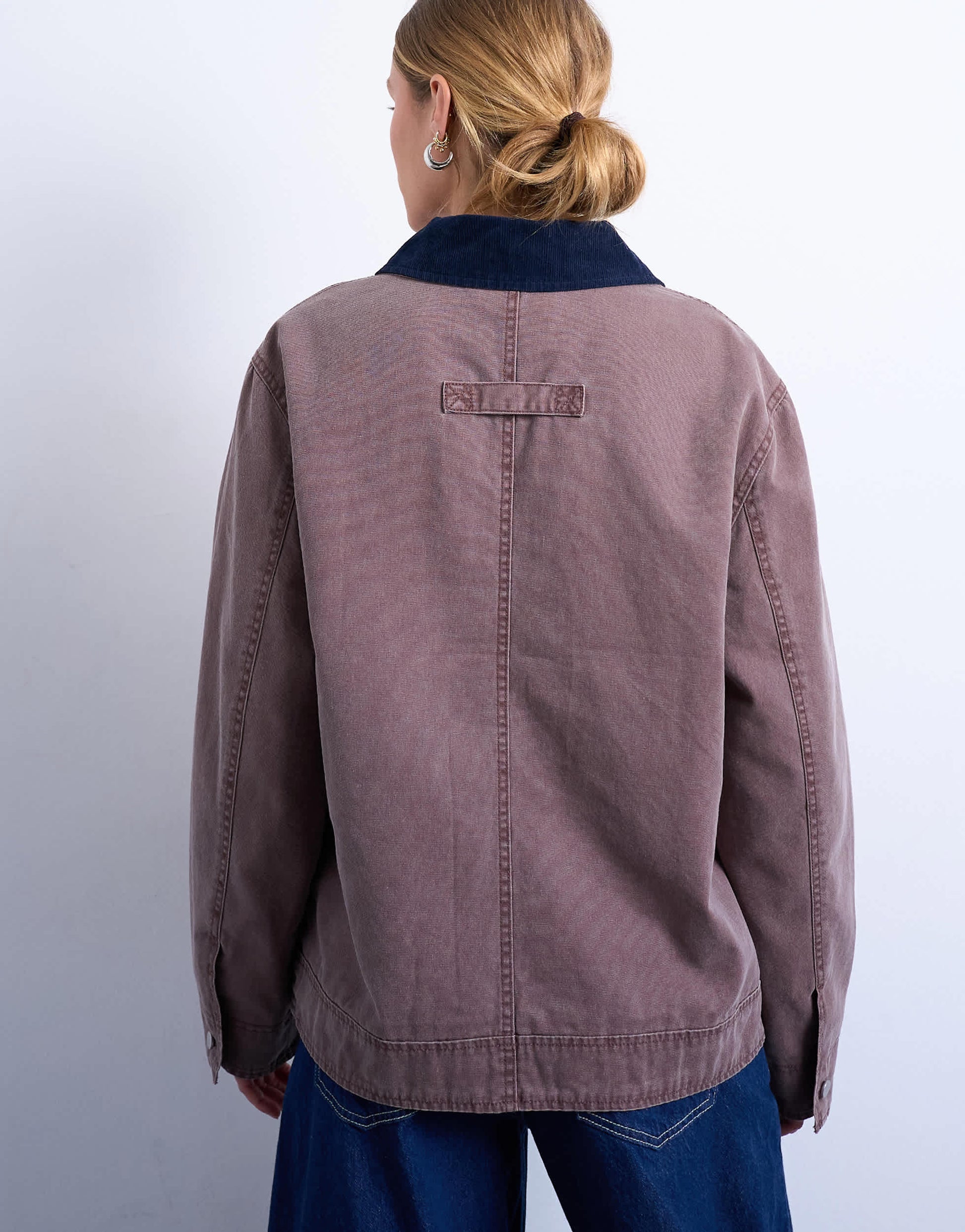 Topshop barn jacket with contrast collar detail in purple