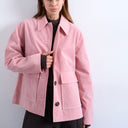 Topshop faux suede patch pocket boxy jacket in pink