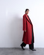 Topshop dropped belt longline formal coat in red