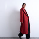 Topshop dropped belt longline formal coat in red
