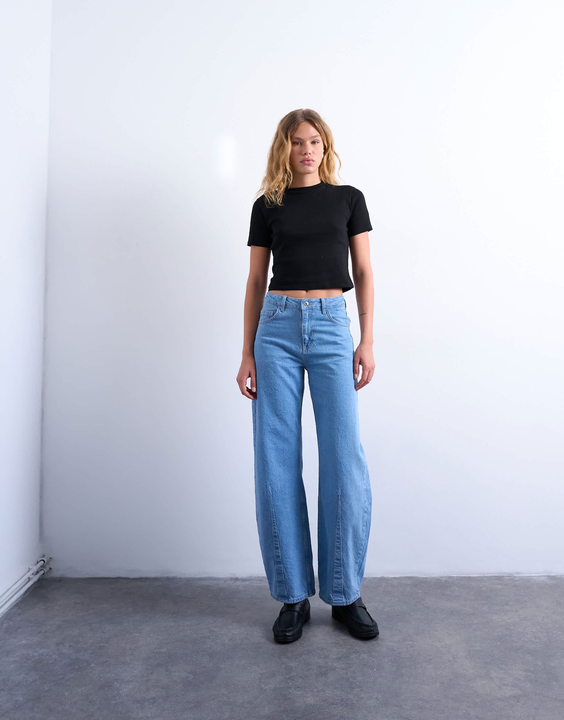 Topshop shrunken everyday tee in black