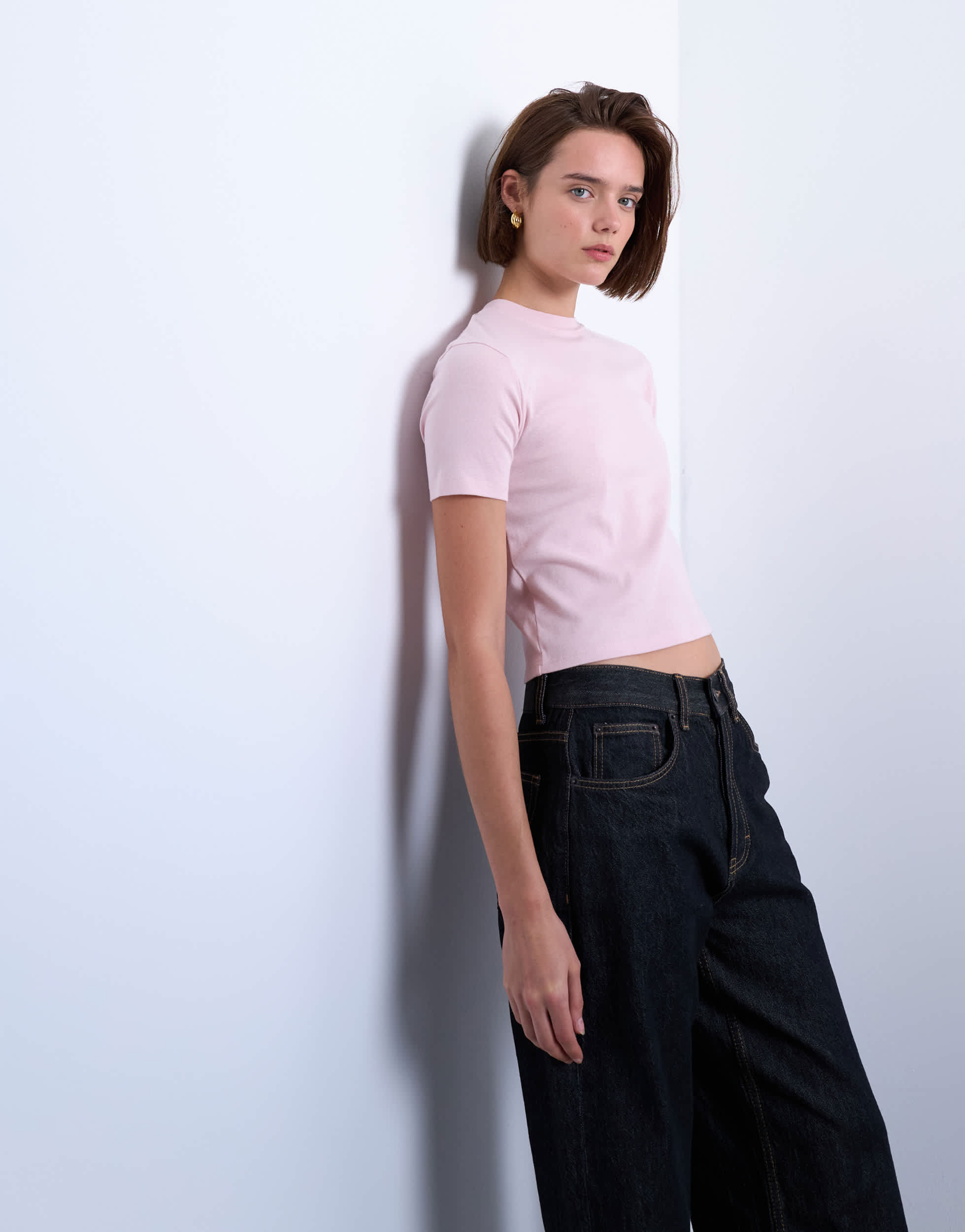 Topshop shrunken everyday tee in light pink