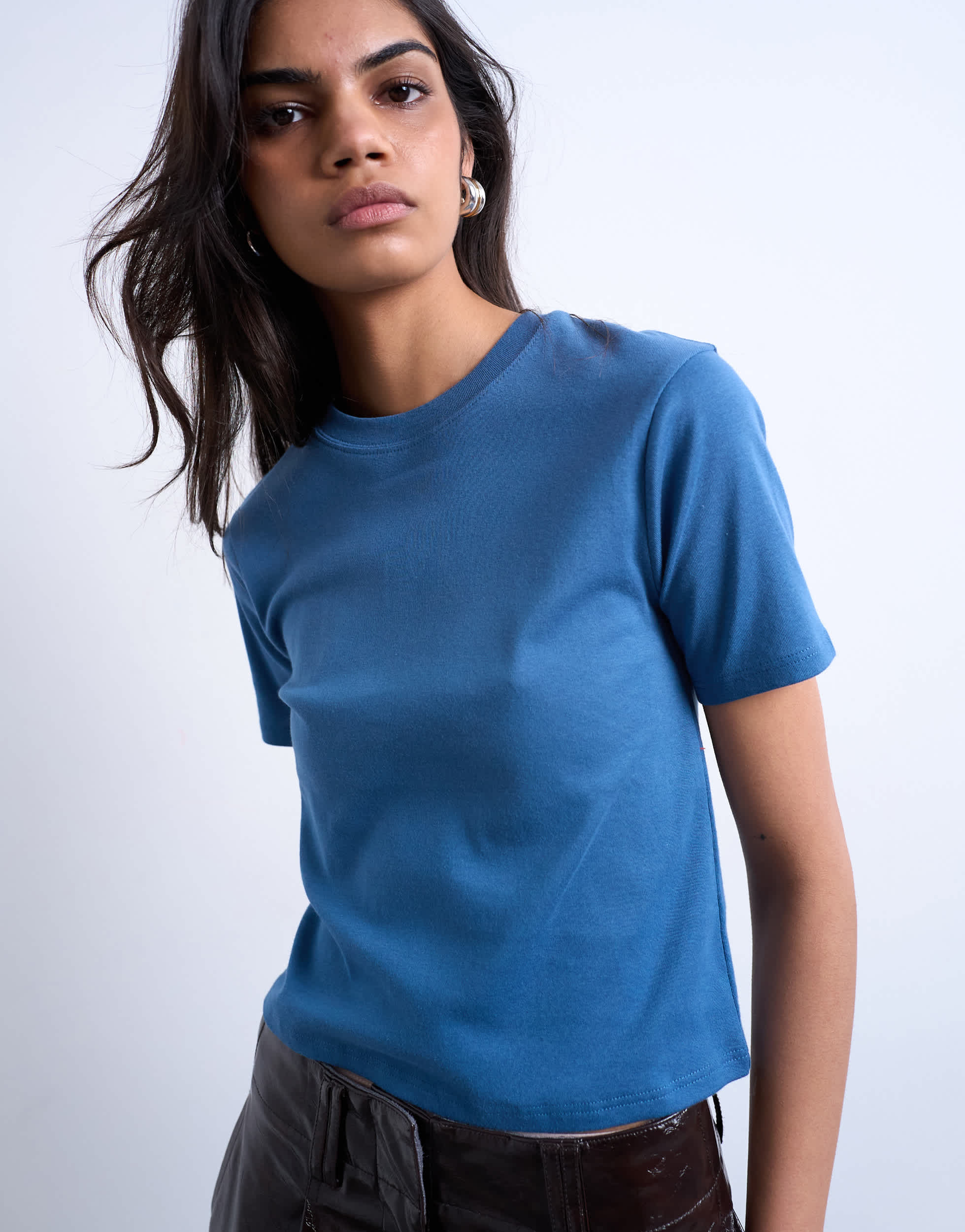 Topshop shrunken everyday tee in air force blue