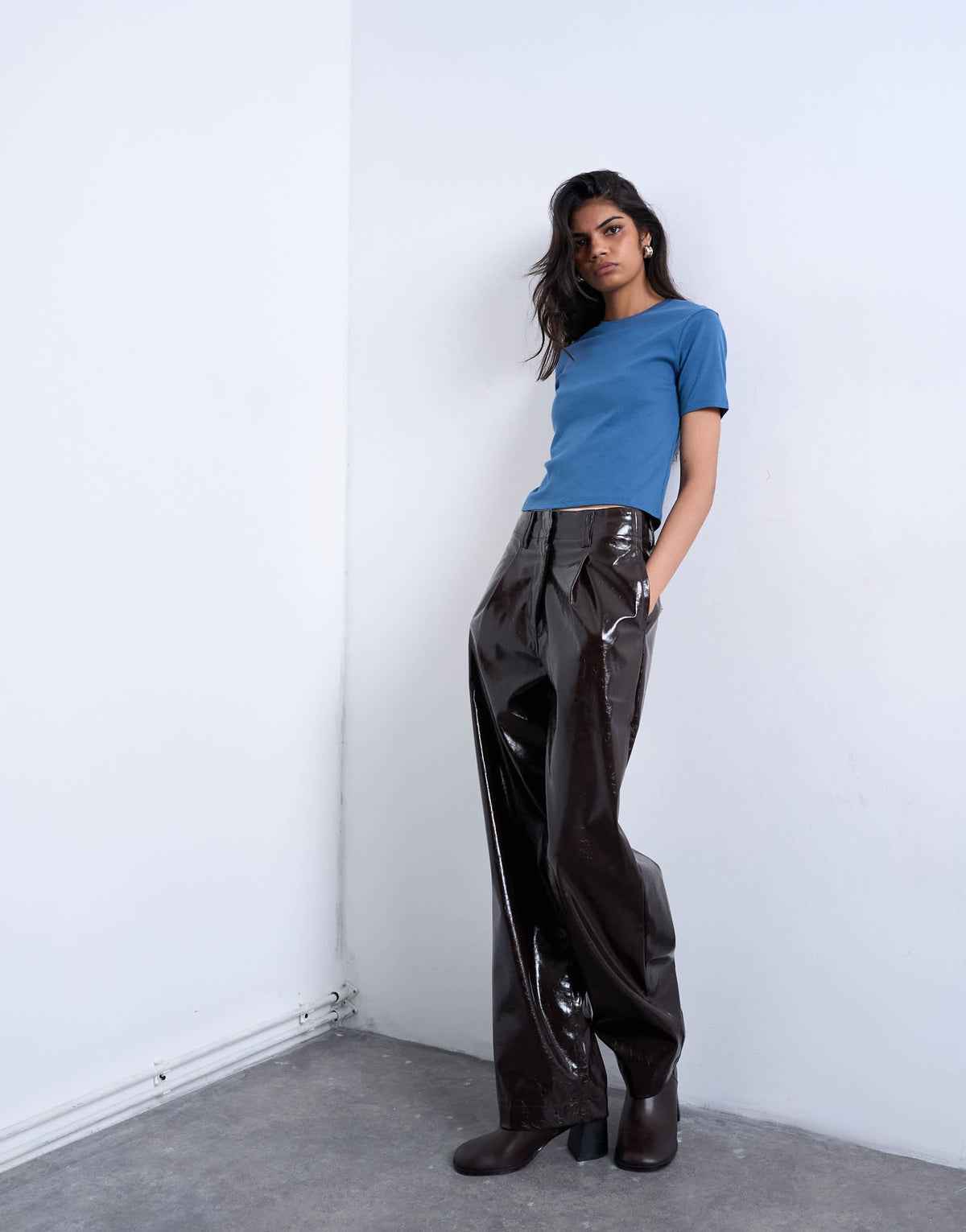 Topshop shrunken everyday tee in air force blue
