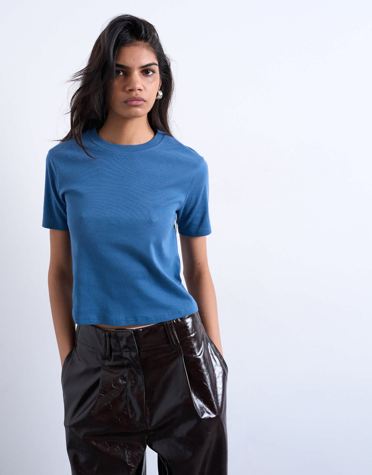 Topshop shrunken everyday tee in air force blue