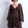 Robe courte Topshop à manches bouffantes couleur chocolat