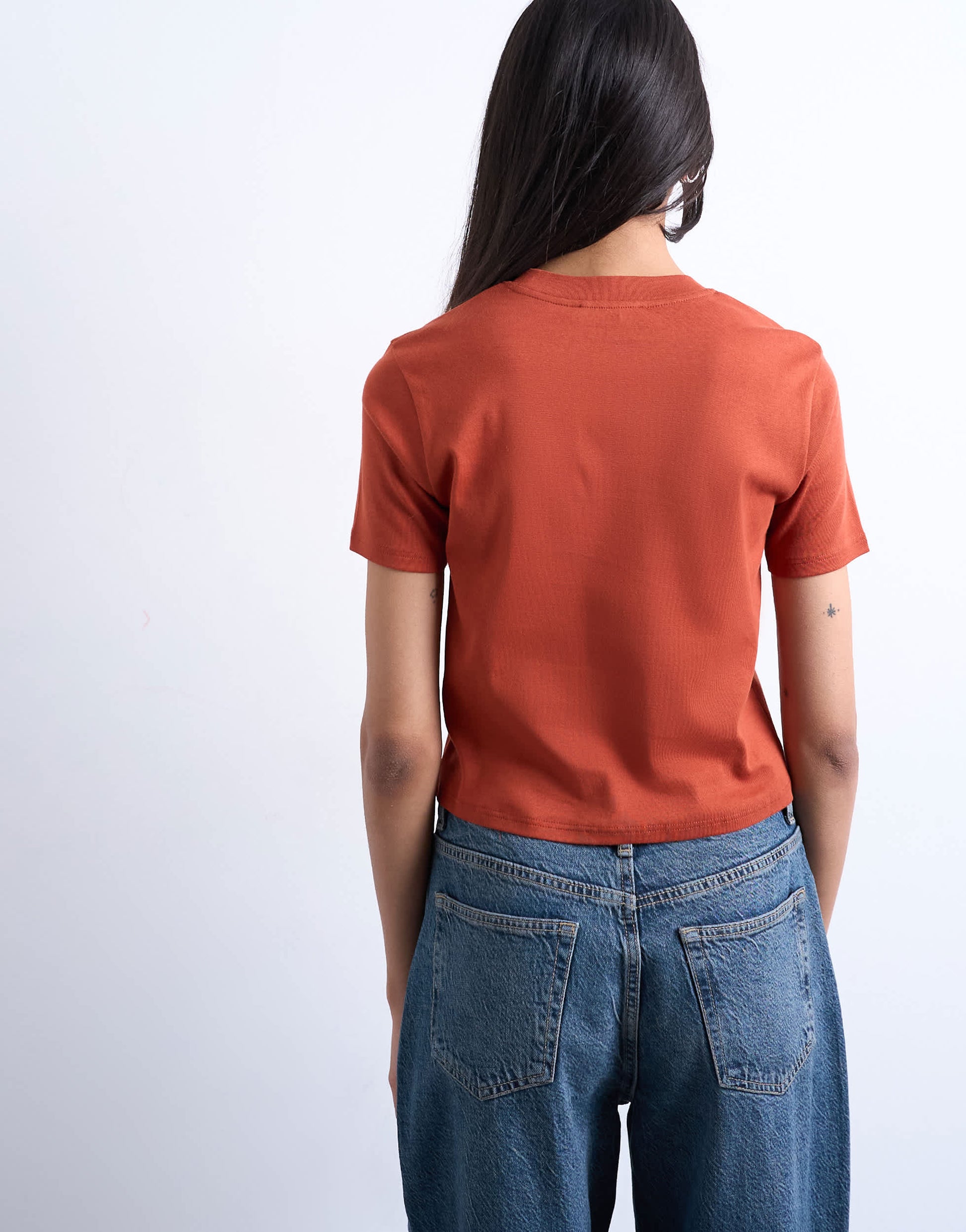 Topshop shrunken everyday tee in rust
