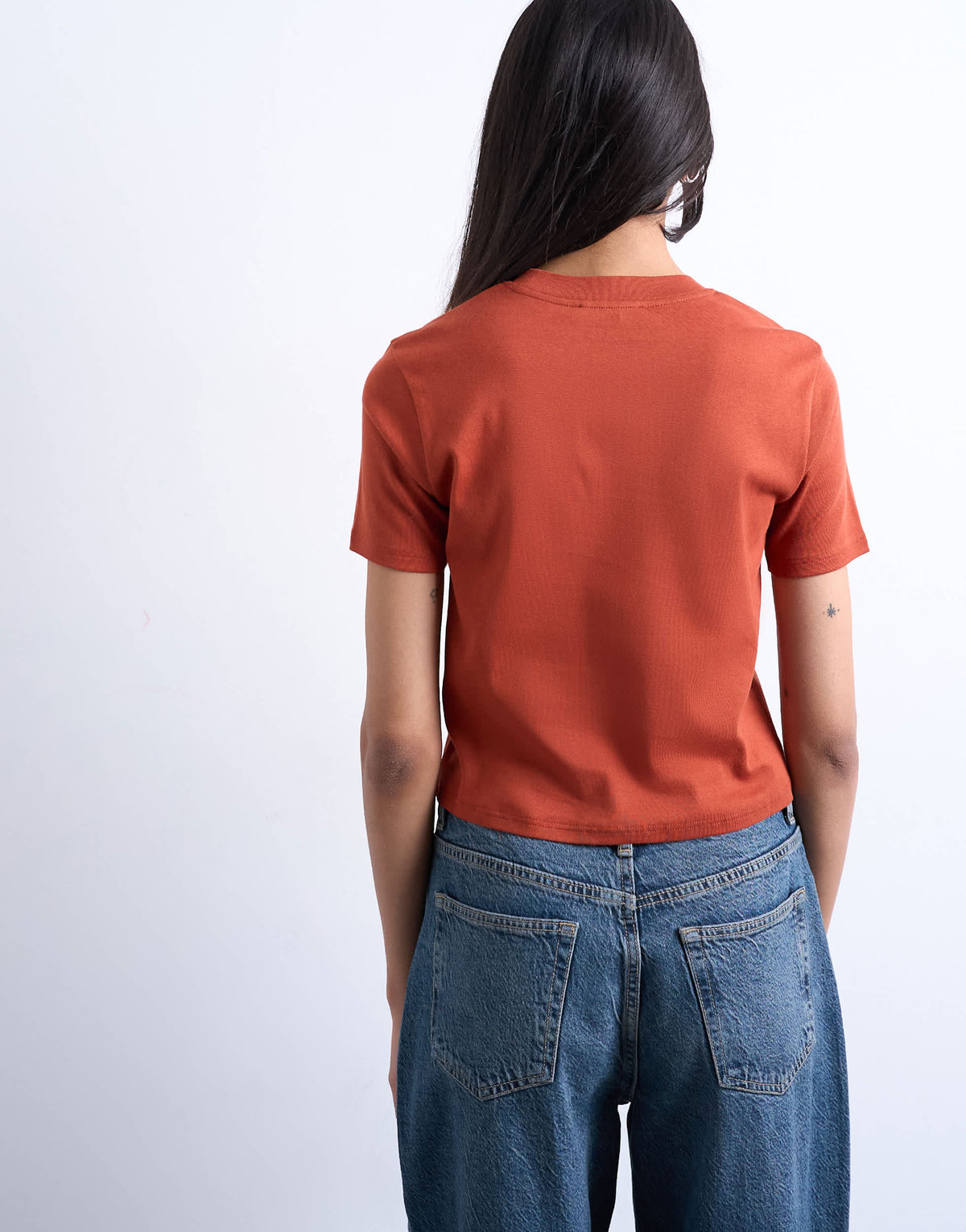 Topshop shrunken everyday tee in rust