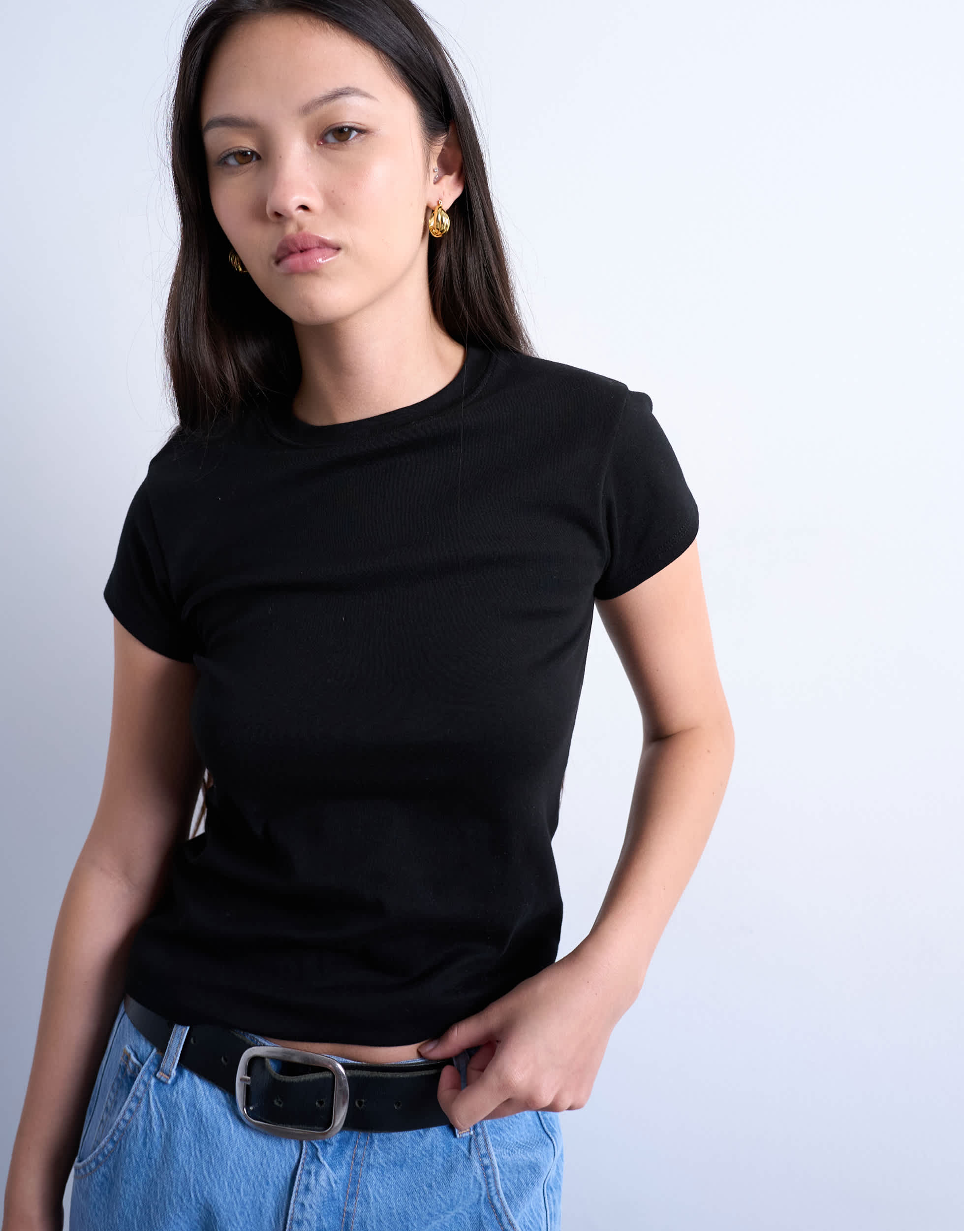 Topshop Alltags-T-Shirt in Schwarz