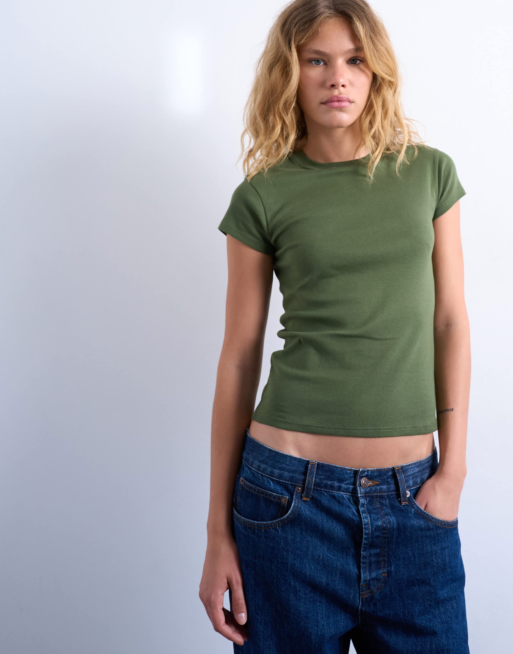 Topshop everyday tee in dark khaki