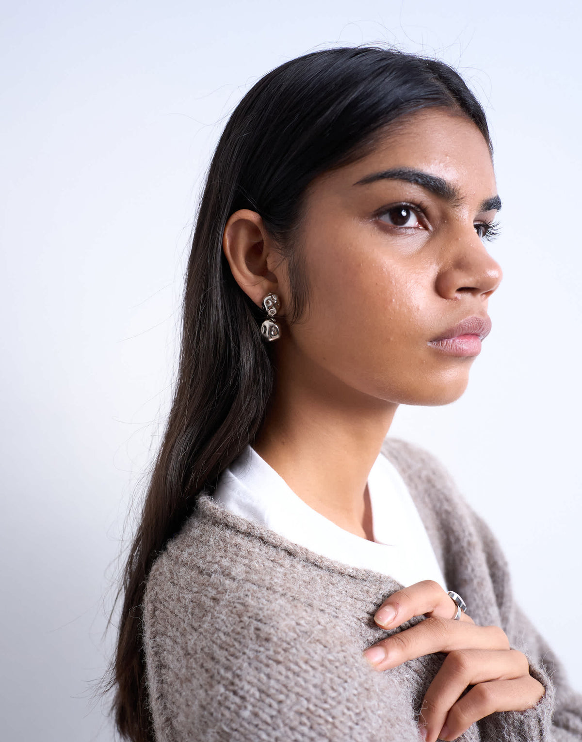 Topshop Penn waterproof stainless steel mini drop stud earring in silver