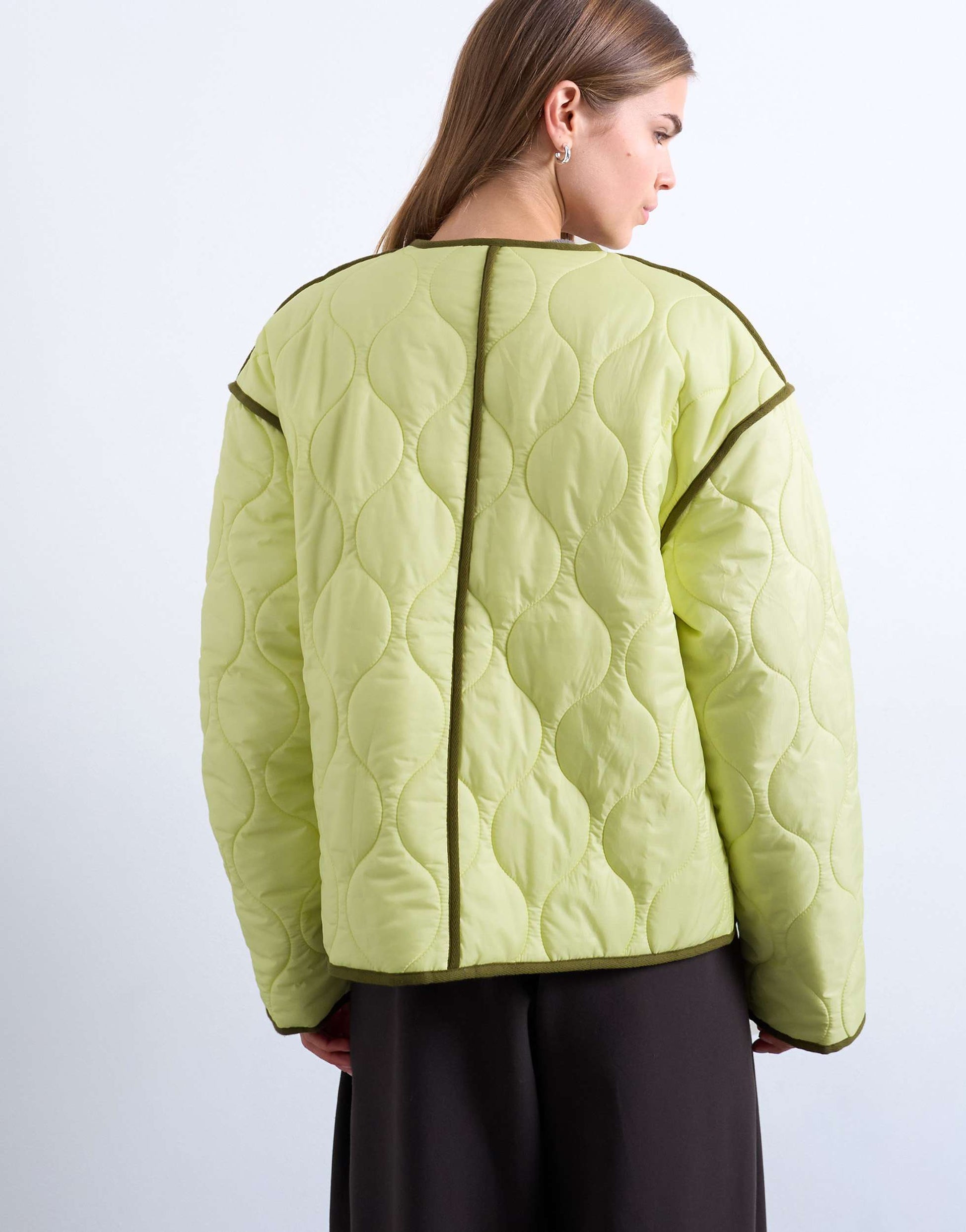 Topshop contrast quilted liner in green