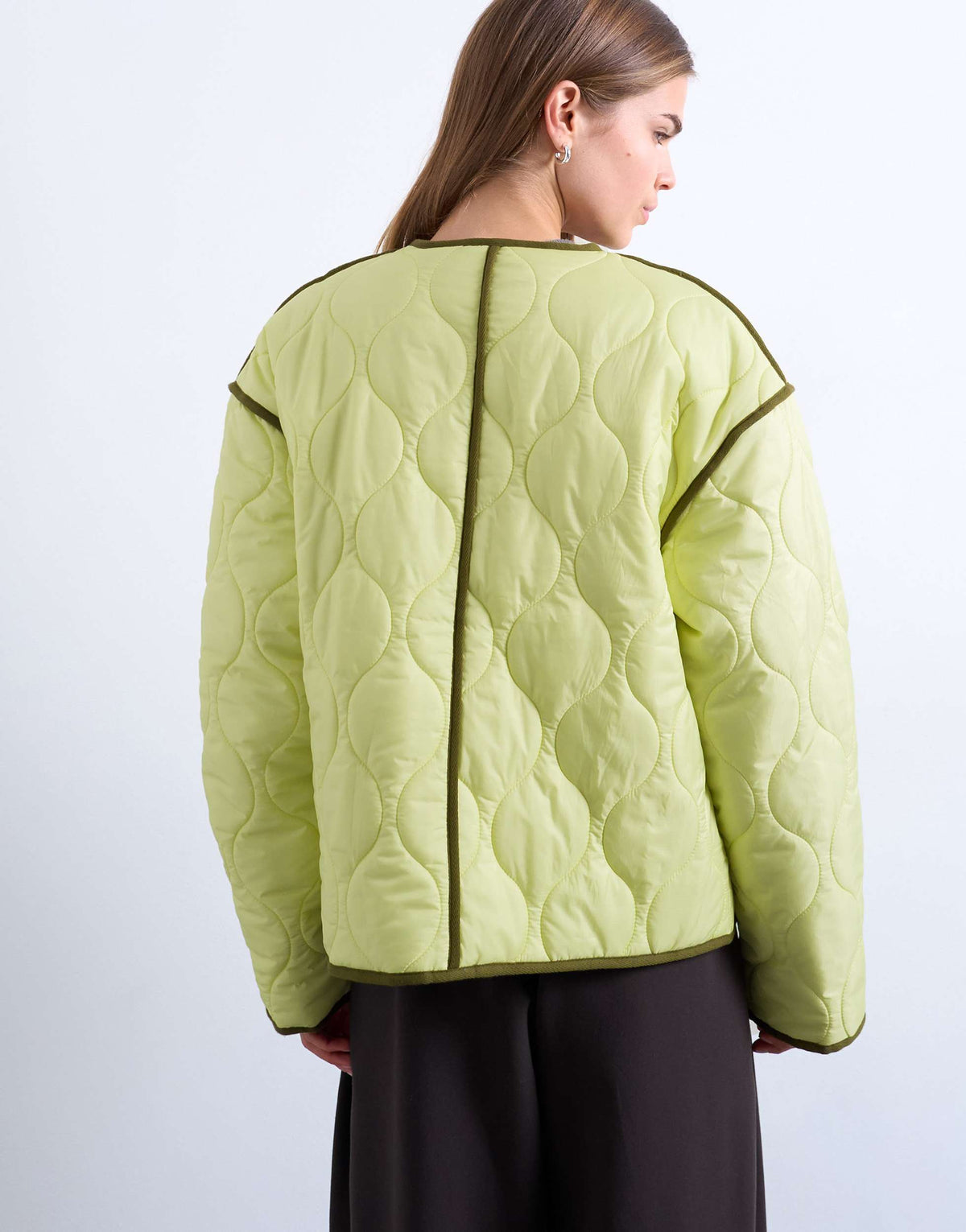 Topshop contrast quilted liner in green