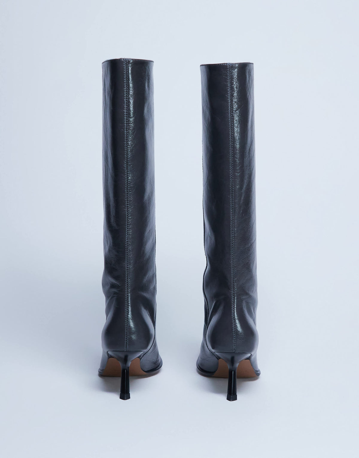 Topshop Scarlett Premium leather square toe knee high boot in grey