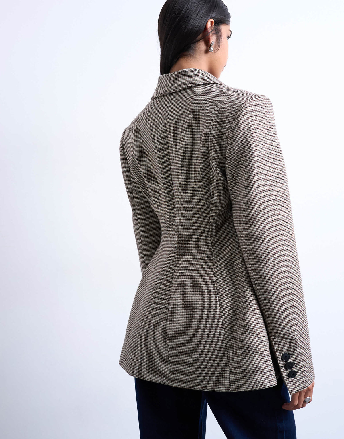 Topshop co ord  check cinched waist blazer in brown