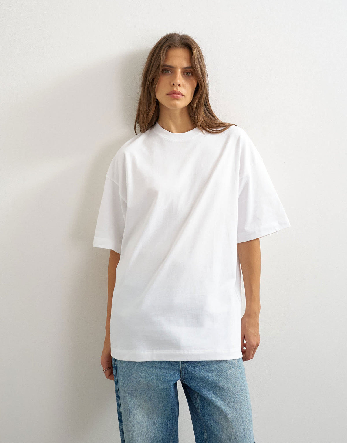 Topshop oversized drop shoulder tee in white