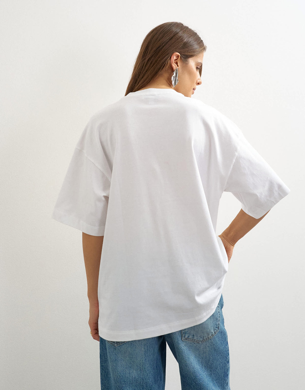 Topshop oversized drop shoulder tee in white