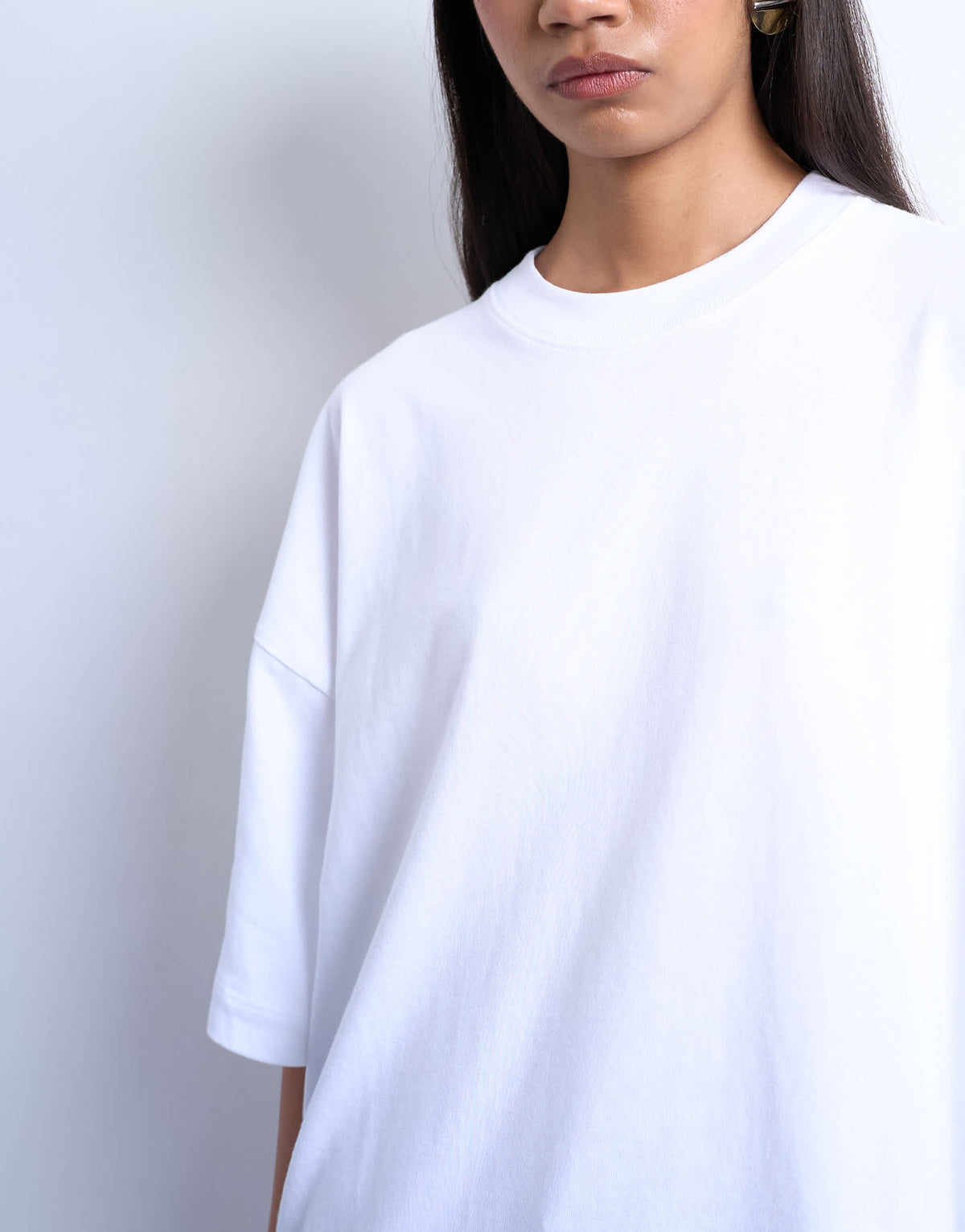 Topshop oversized drop shoulder tee in white