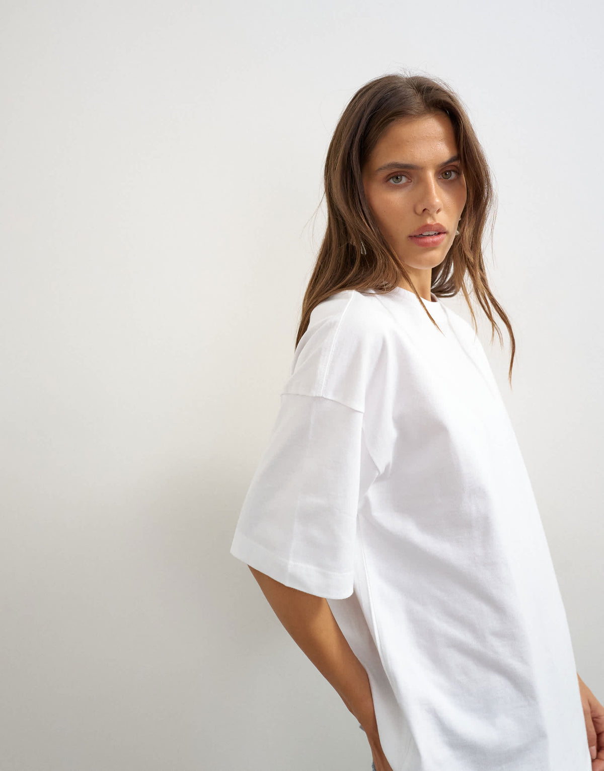 Topshop oversized drop shoulder tee in white